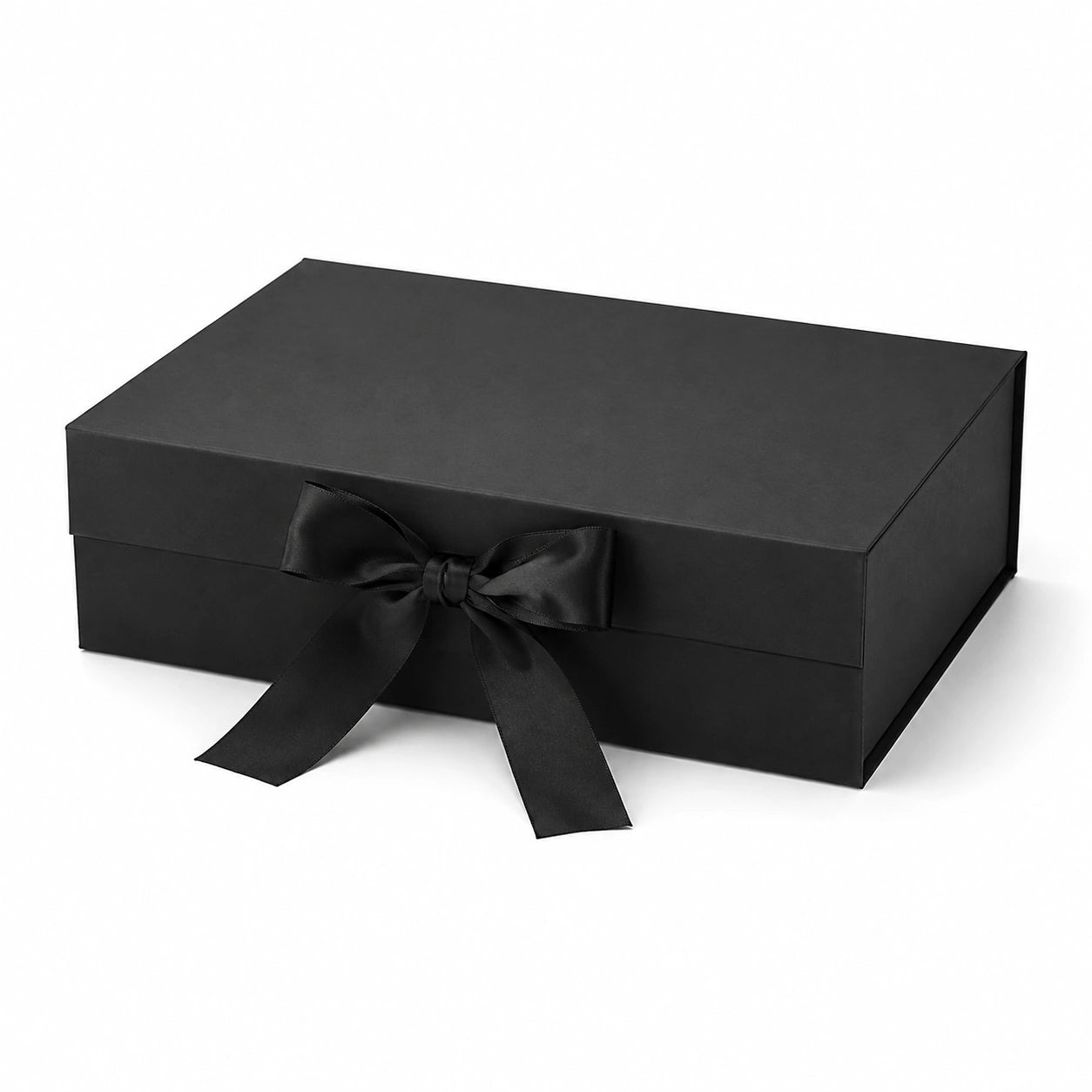 Geschenkbox 30 x 22 x 10 cm aus Karton in Schwarz mit Textilband für Geschenke elegante Aufbewahrung