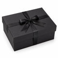 Geschenkbox 30 x 22 x 10 cm schwarzer Karton mit Schleife rechteckig