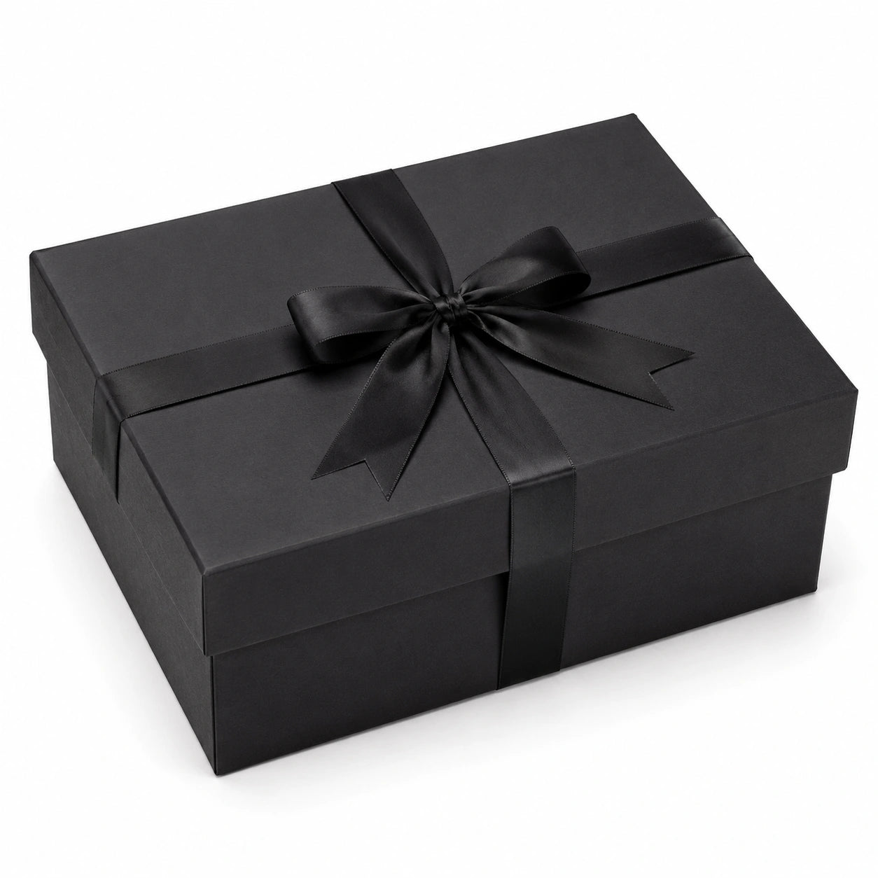 Geschenkbox 30 x 22 x 10 cm schwarzer Karton mit Schleife rechteckig