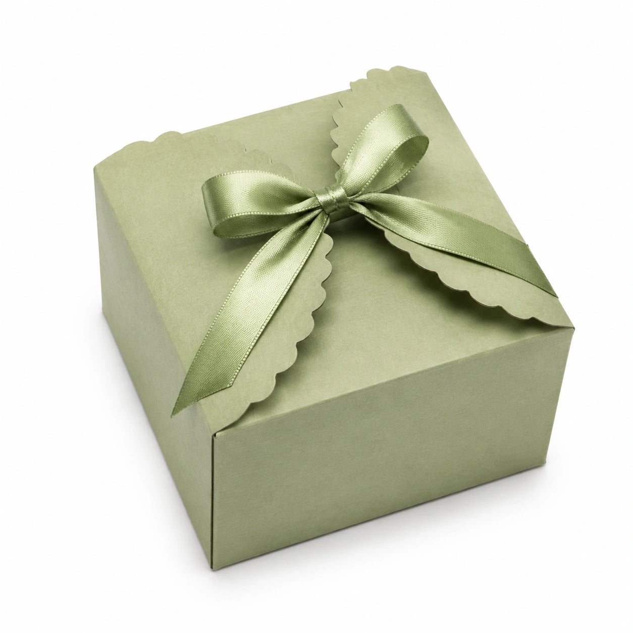 Geschenkbox 20 x 15 x 8 cm aus Karton in Salbeigrün mit Satinband - Geschenkverpackung