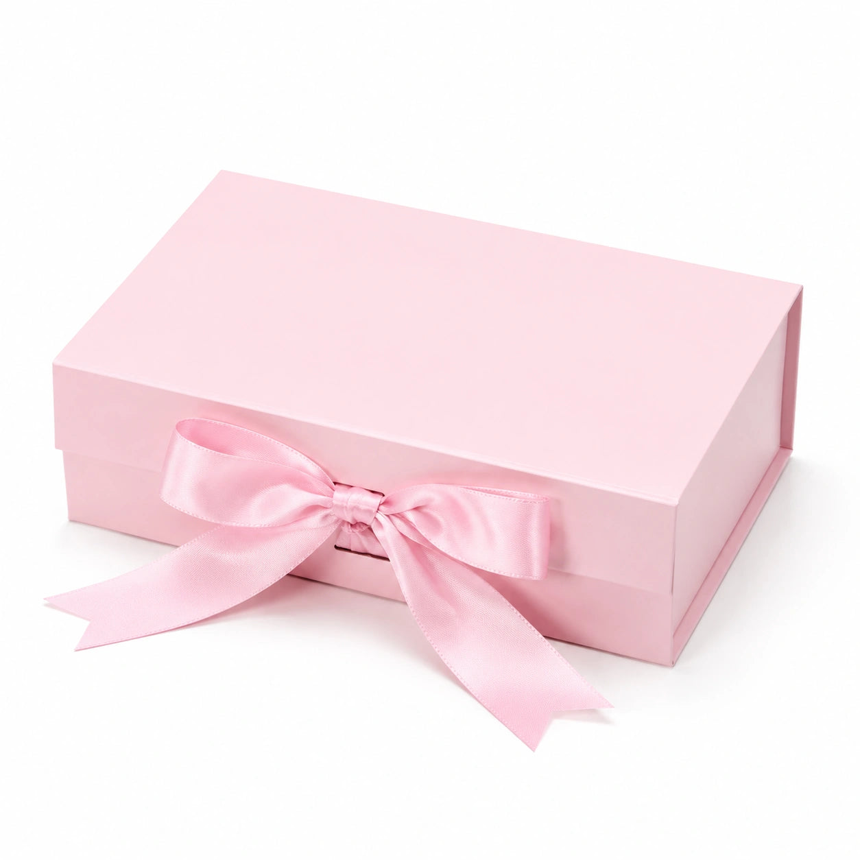Geschenkbox 25 x 18 x 8 cm Karton Rosa mit Satinband Klappdeckel