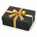 Geschenkbox 30 x 20 x 10 cm aus Karton Schwarz Gold mit Schleifenband