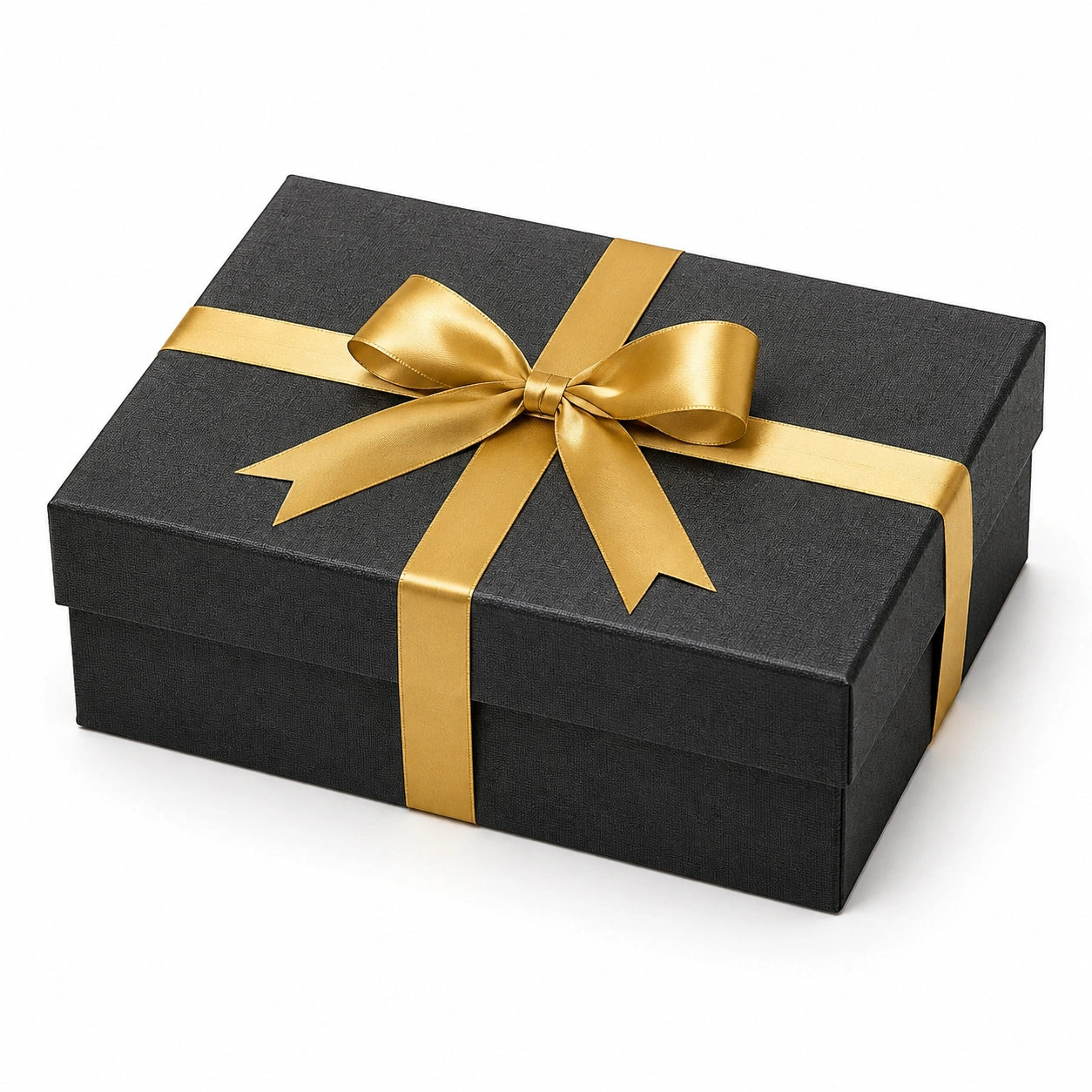 Geschenkbox 30 x 20 x 10 cm aus Karton Schwarz Gold mit Schleifenband