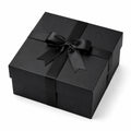Geschenkbox 20 x 20 x 10 cm Karton Schwarz mit Textilband quadratisches Design