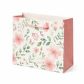 Geschenktüte 26 x 12 x 32 cm aus Papier Rosa Weiß Grün mit Blumenmuster und Kordelgriffen
