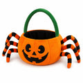 Plüsch-Süßigkeitenkorb 30 cm Orange Schwarz mit Spinnenbeinen und Tragegriff