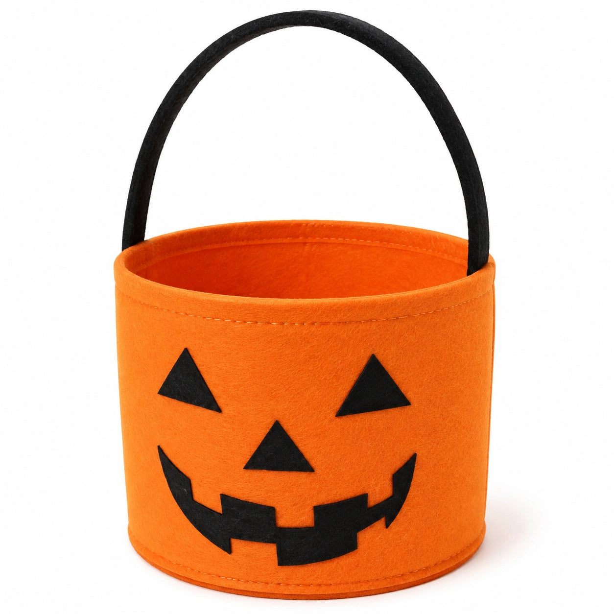 Halloween-Süßigkeitenkorb 20 cm Filz Orange Schwarz mit Tragegriff