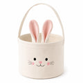 Osterkorb 25 x 22 cm aus Baumwollstoff in Creme Rosa mit Hasendesign für Geschenke