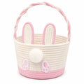 Osterkorb Ø22 cm Baumwolle Rosa Creme Hasendesign mit Tragehenkel