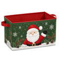 Aufbewahrungsbox 40 x 30 x 30 cm aus Textilgewebe grün rot mit Weihnachtsmotiv faltbar