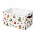 Aufbewahrungsbox 38 x 28 x 25 cm aus Stoff Weiß mit Weihnachtsmotiv faltbar