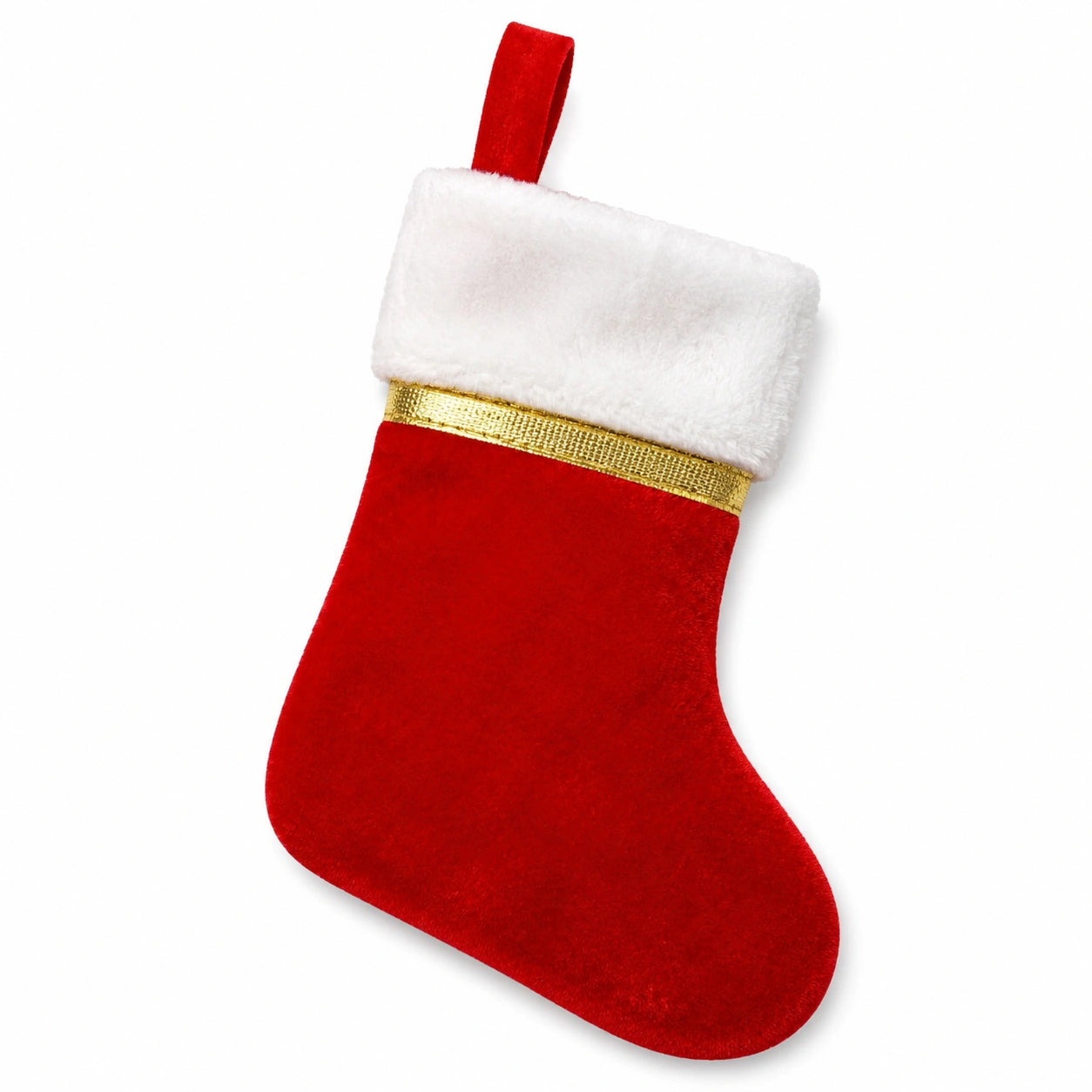 Weihnachtsstrumpf Einheitsgröße aus Textil Rot Weiß Gold zum Aufhängen