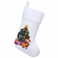 Weihnachtsstrumpf Einheitsgröße aus Filzoptik in Weiß mit Weihnachtsbaum-Motiv zum Aufhängen