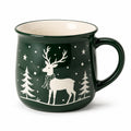 Keramiktasse 11 cm dunkelgrün mit Wintermotiv für Heißgetränke