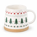 Keramiktasse 0.40 L aus Keramik Weiß Grün Rot mit Weihnachtsbaum Reliefdekor