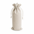 Flaschenbeutel 35 x 12 cm aus Leinen Beige mit Kordelzug