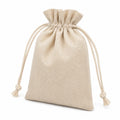 Stoffbeutel 15 x 10 cm aus Baumwolle in Beige mit Kordelzug zur Aufbewahrung