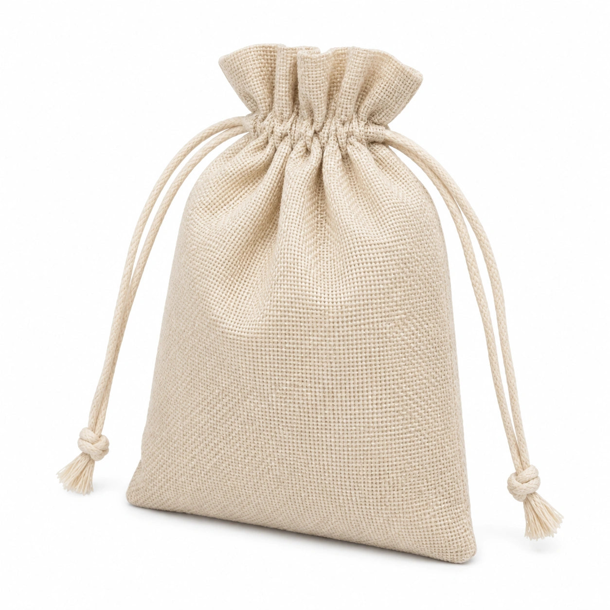 Stoffbeutel 15 x 10 cm aus Baumwolle in Beige mit Kordelzug zur Aufbewahrung