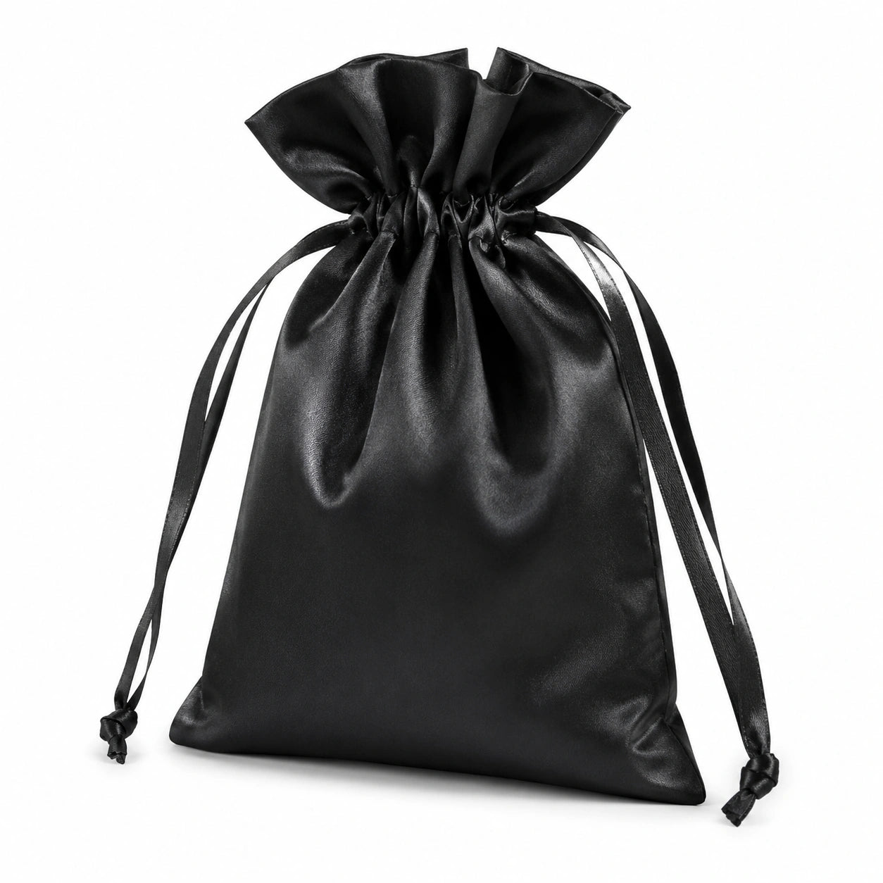 Satinbeutel 20 x 15 cm Schwarz mit Kordelzug zur Geschenkverpackung