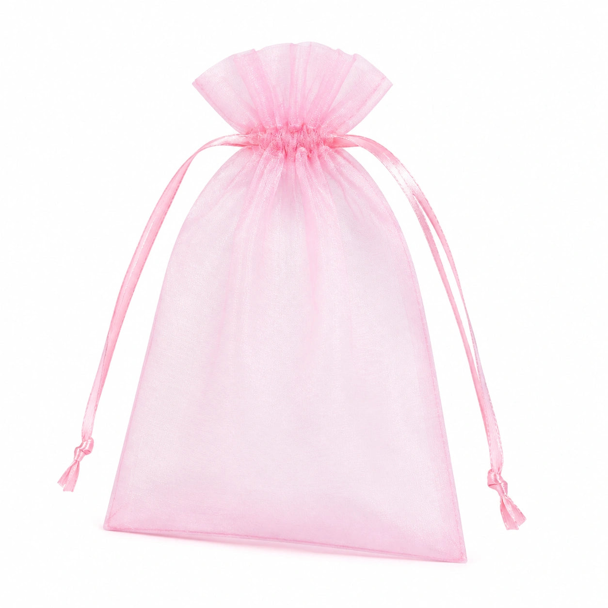 Organzabeutel 15 x 10 cm Rosa aus Polyester mit Zugband für Geschenkverpackungen